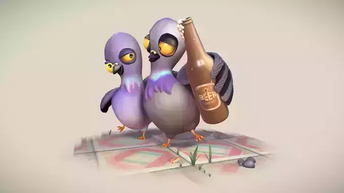 Beerds bird Low-poly 3D model