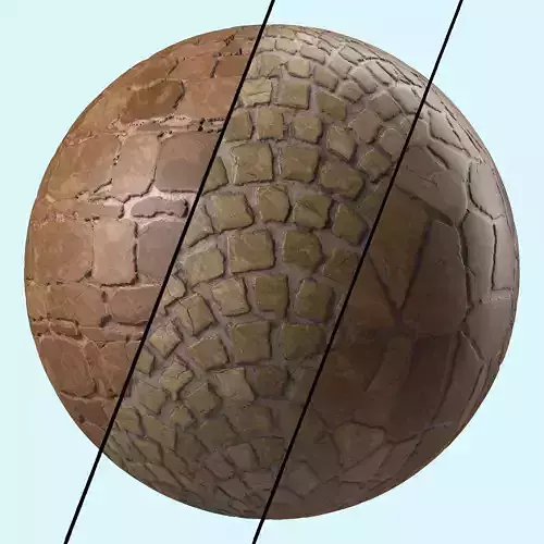 Stone Wall Materials 38- By 3 Patterns Sbsar Pbr Seamless Low-poly 3D model
