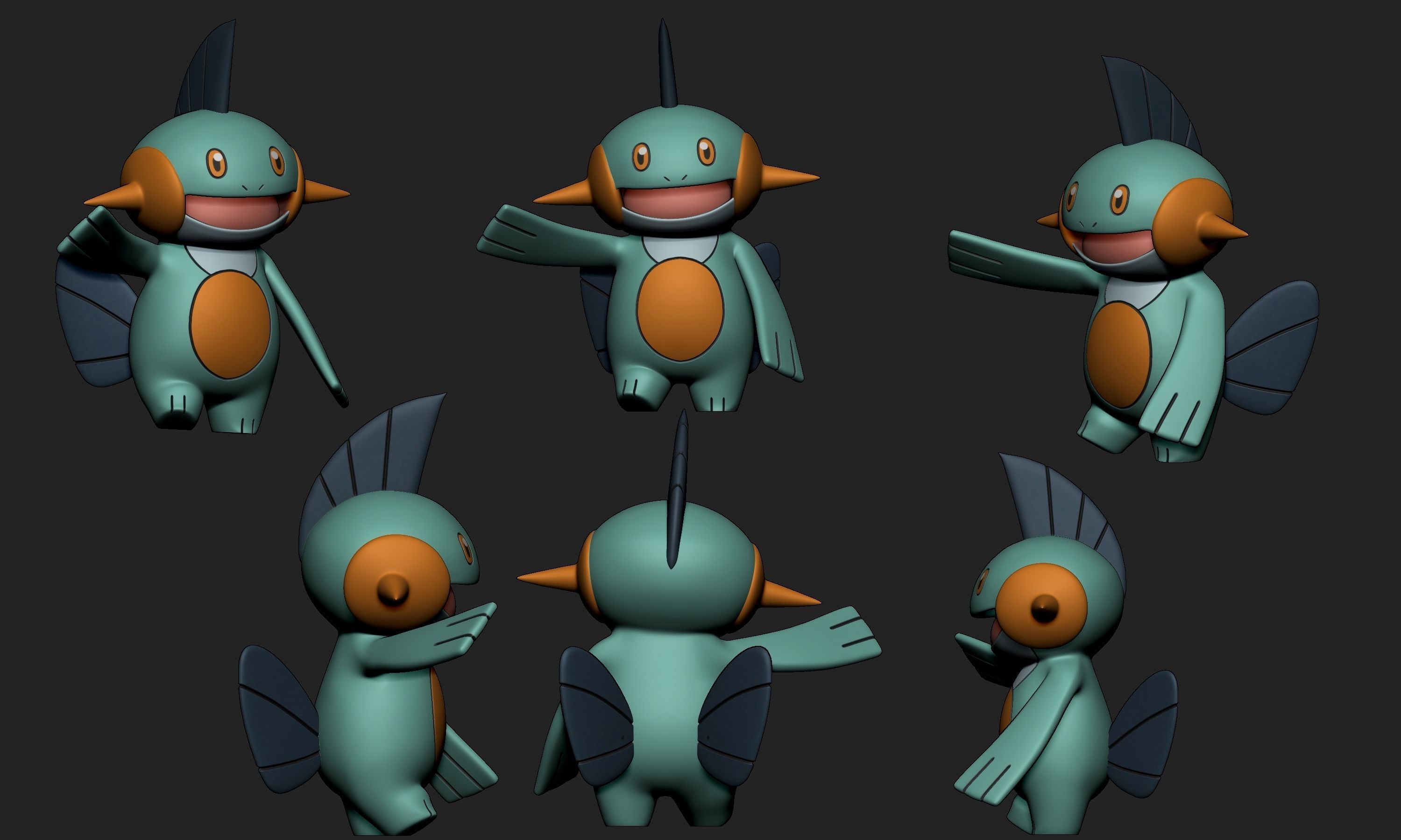 Pokemon - Marshtomp with 2 poses 3D print model_2