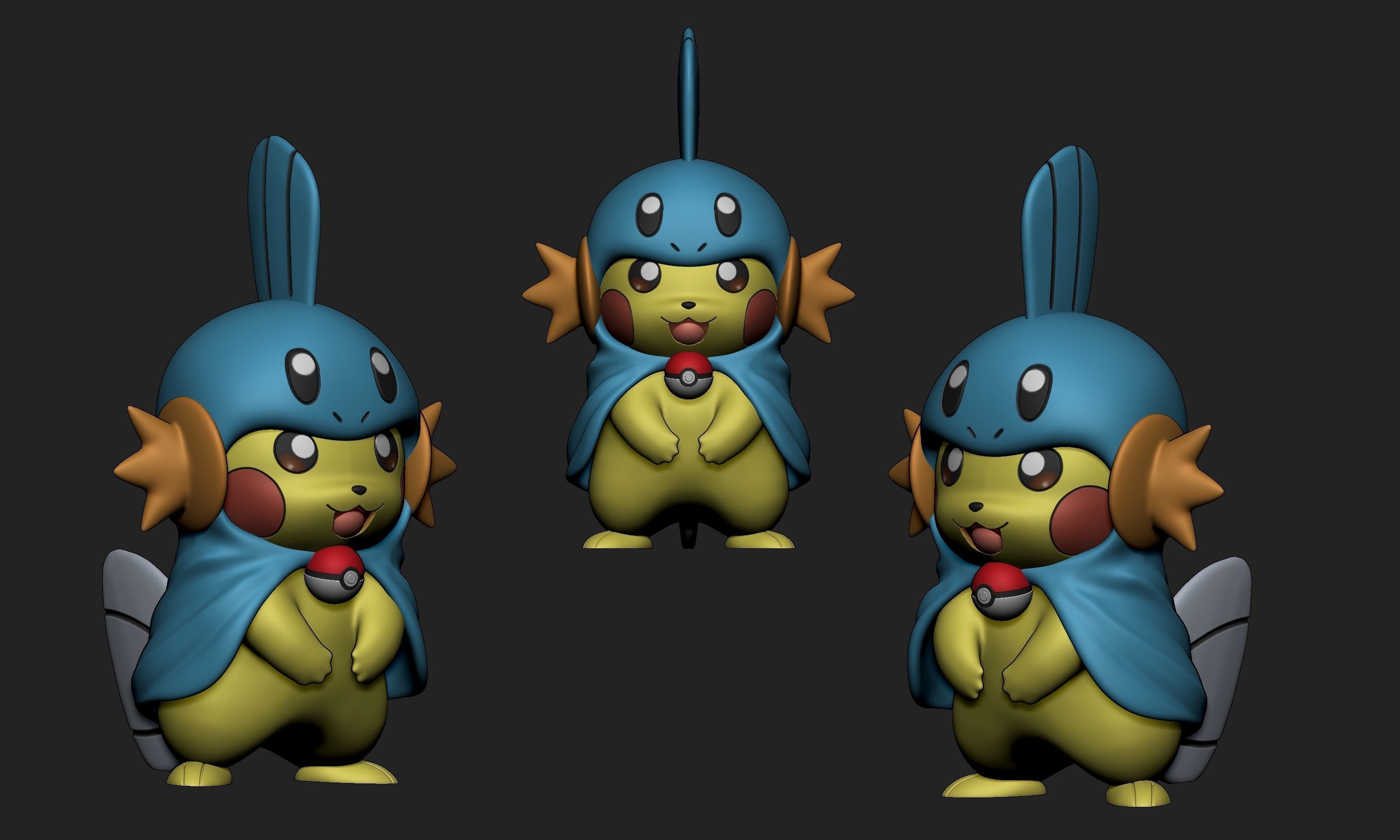 Pokemon - Pikachu Torchic Mudkip Free 3D print model_2