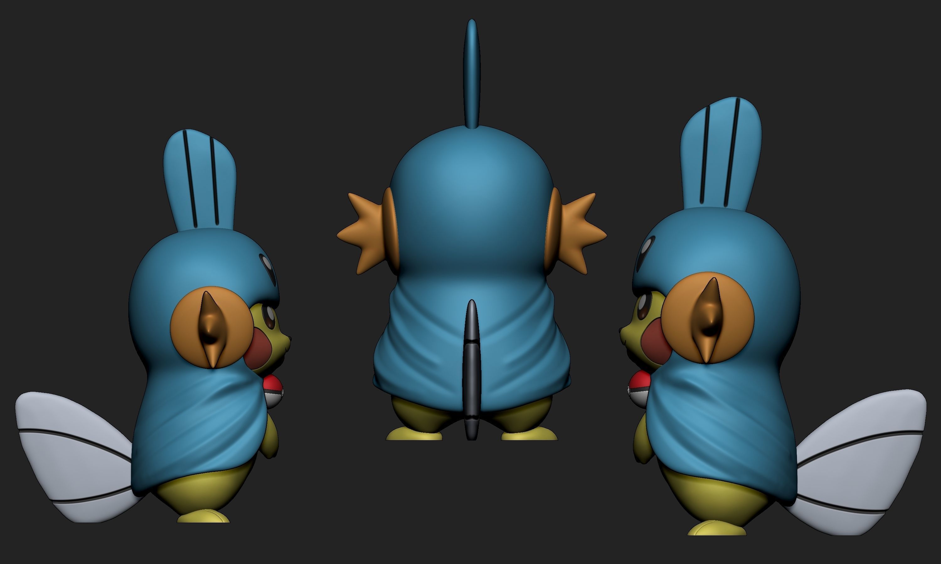 Pokemon - Pikachu Torchic Mudkip Free 3D print model_3