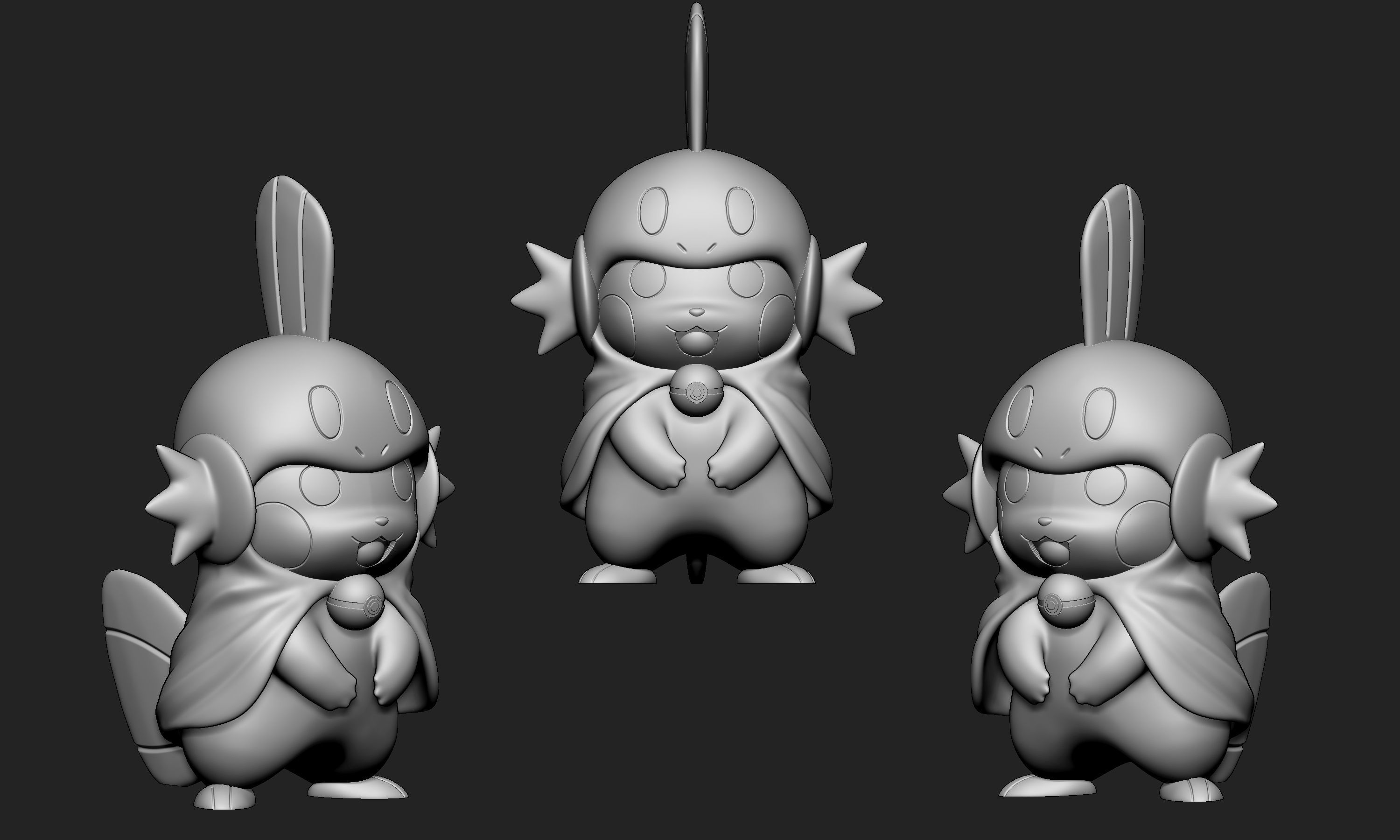 Pokemon - Pikachu Torchic Mudkip Free 3D print model_5