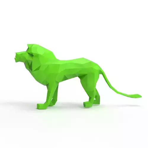 Low poly standing lion