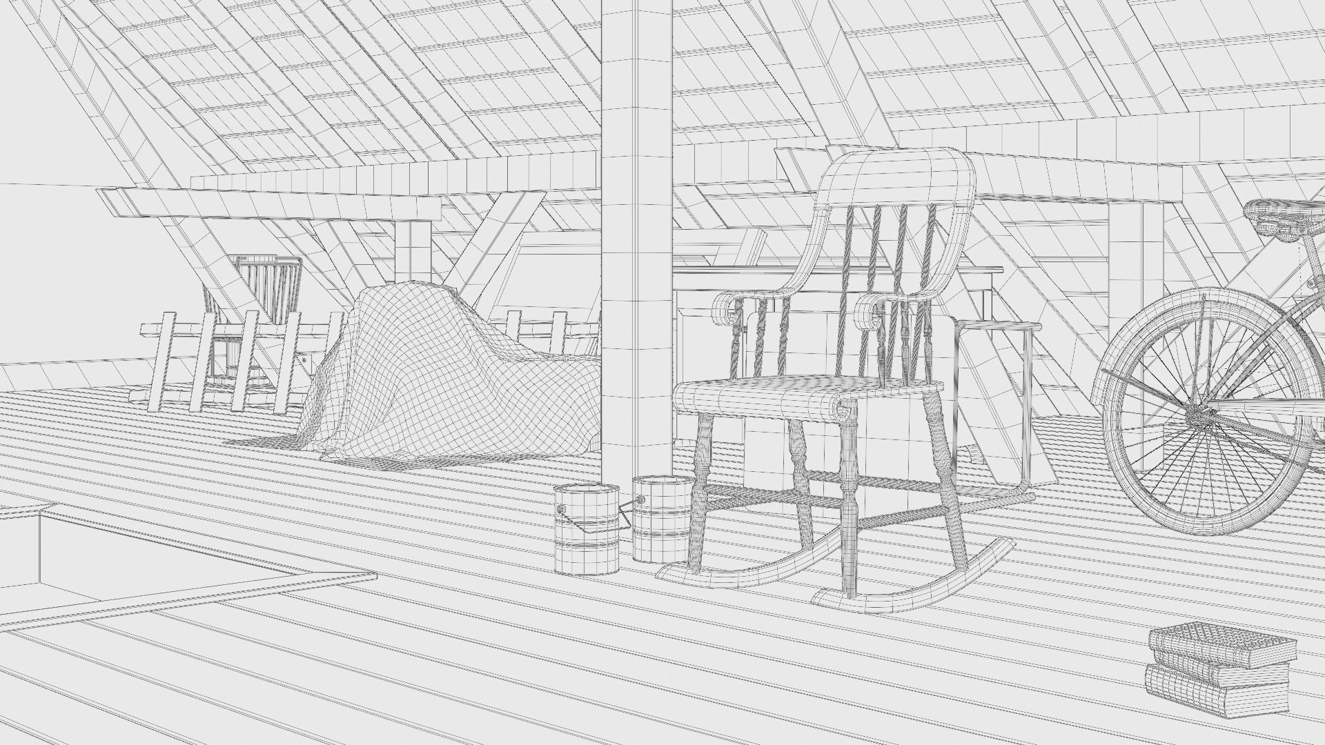 Attic 3d Scene Low-poly 3D model_33