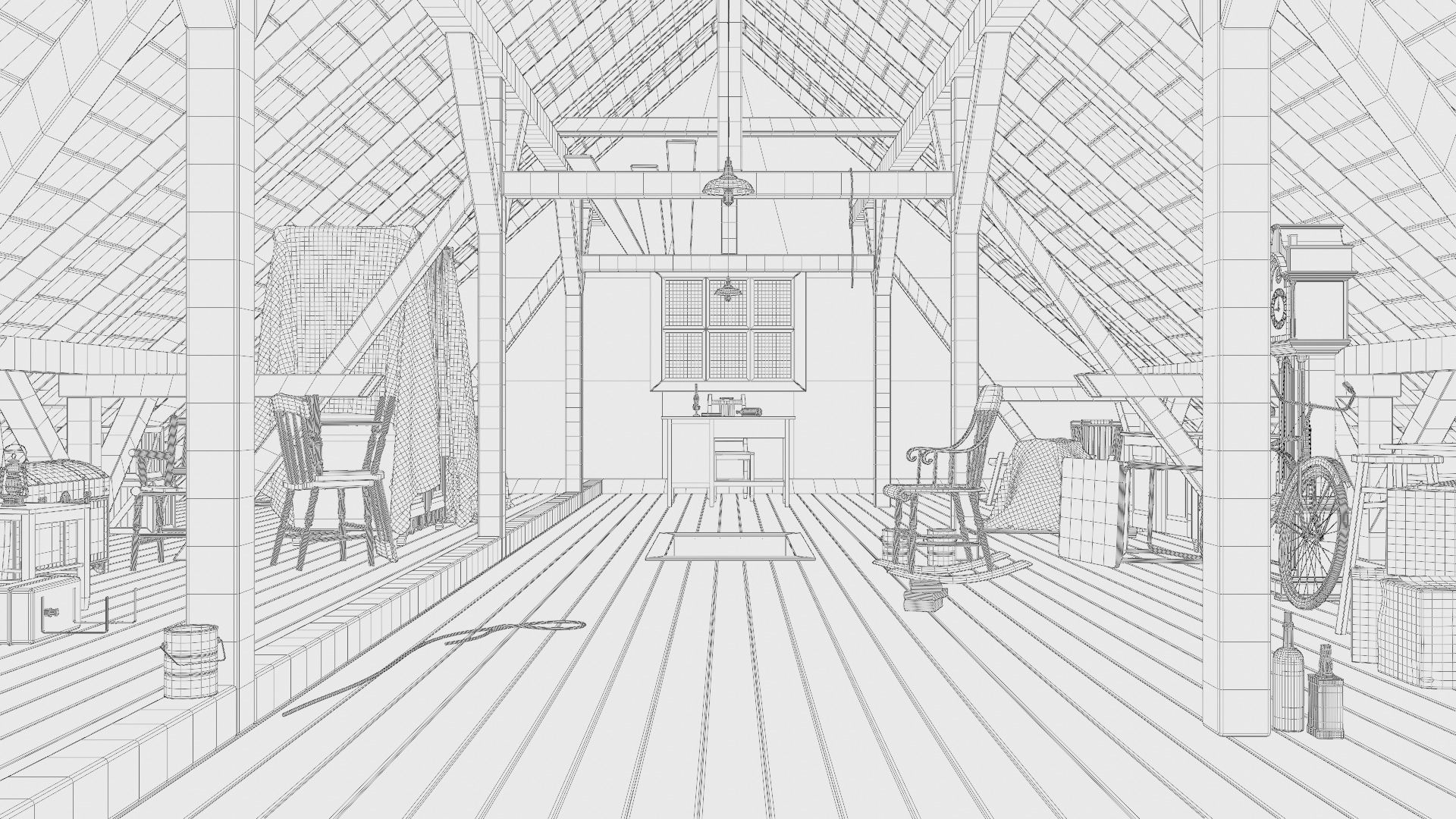 Attic 3d Scene Low-poly 3D model_31