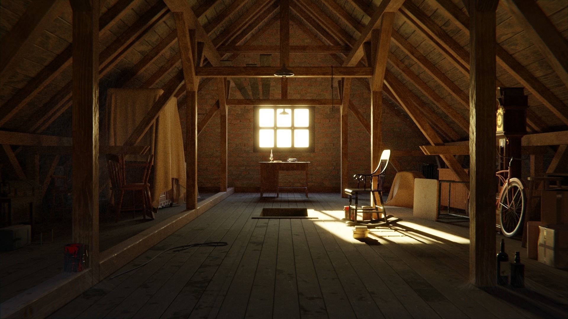 Attic 3d Scene Low-poly 3D model_30