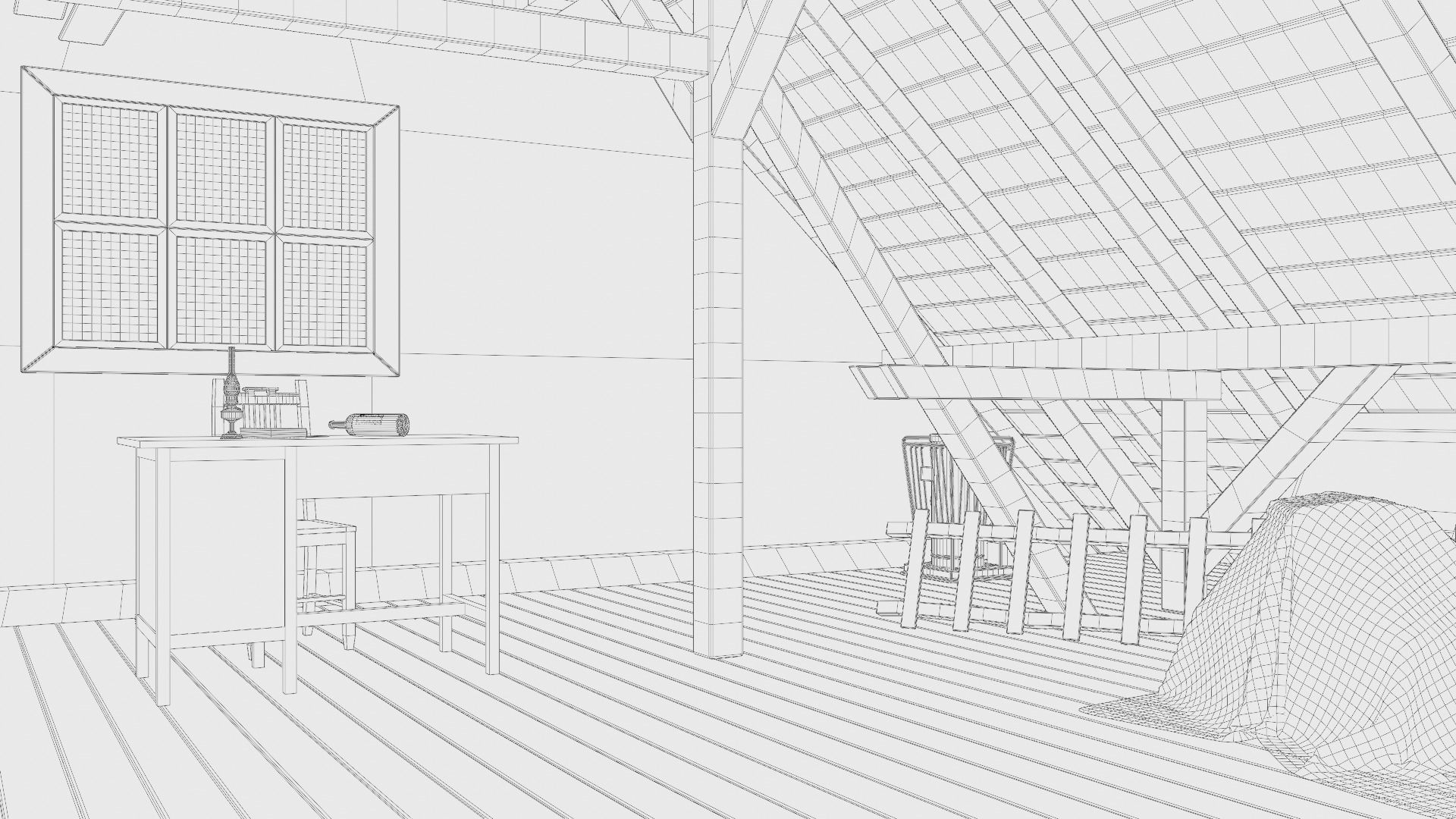Attic 3d Scene Low-poly 3D model_32