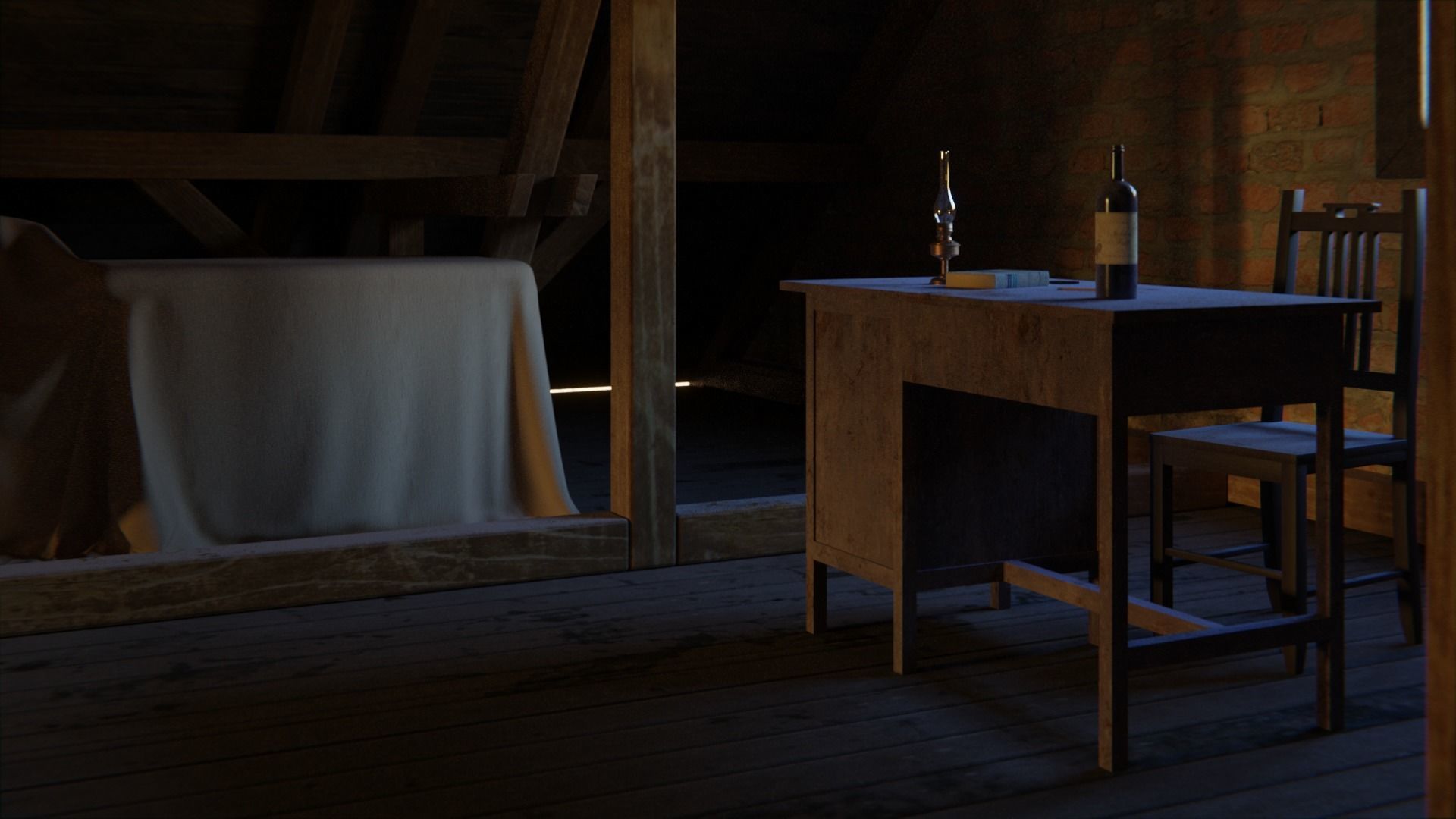 Attic 3d Scene Low-poly 3D model_18