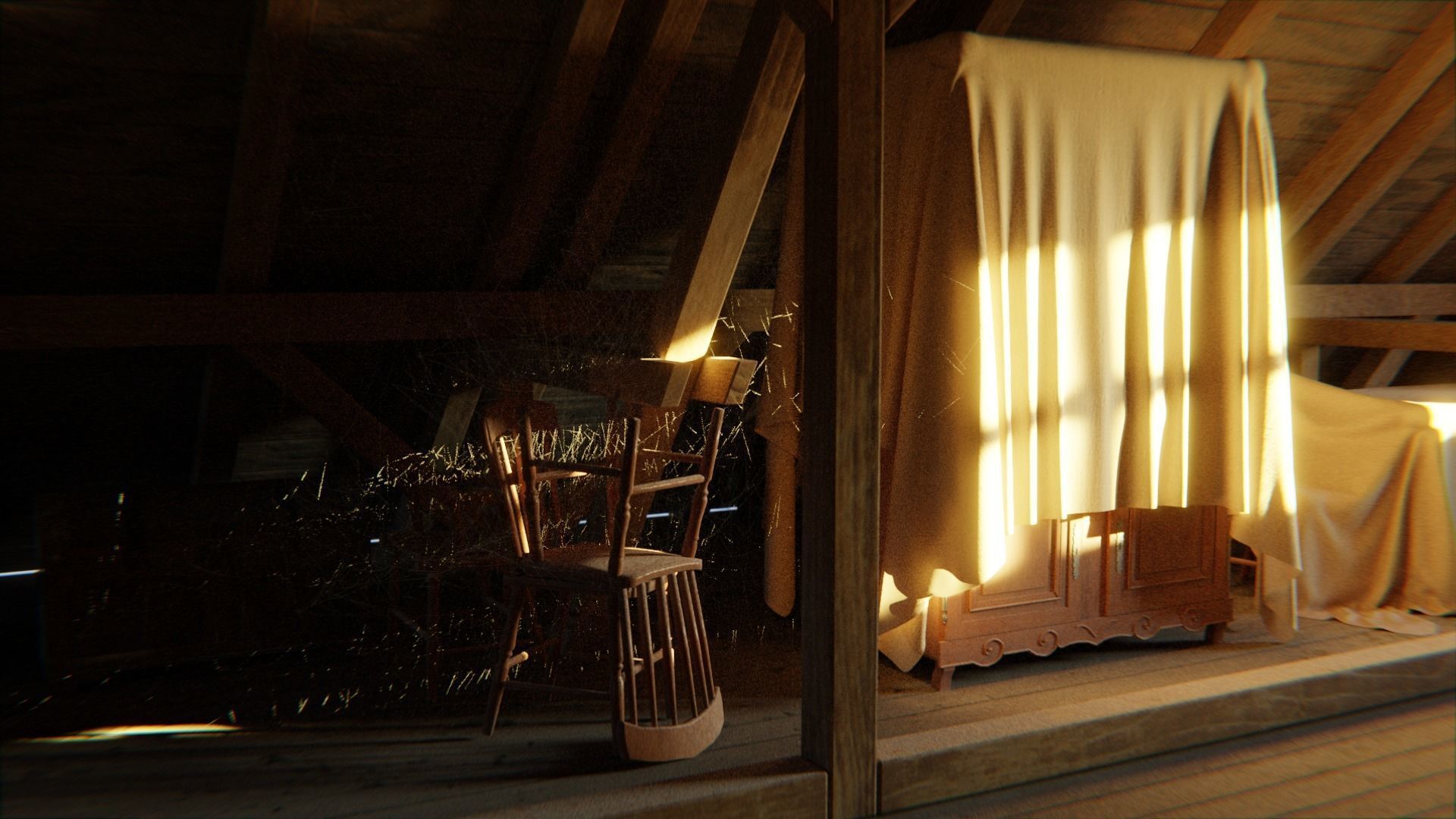 Attic 3d Scene Low-poly 3D model_2