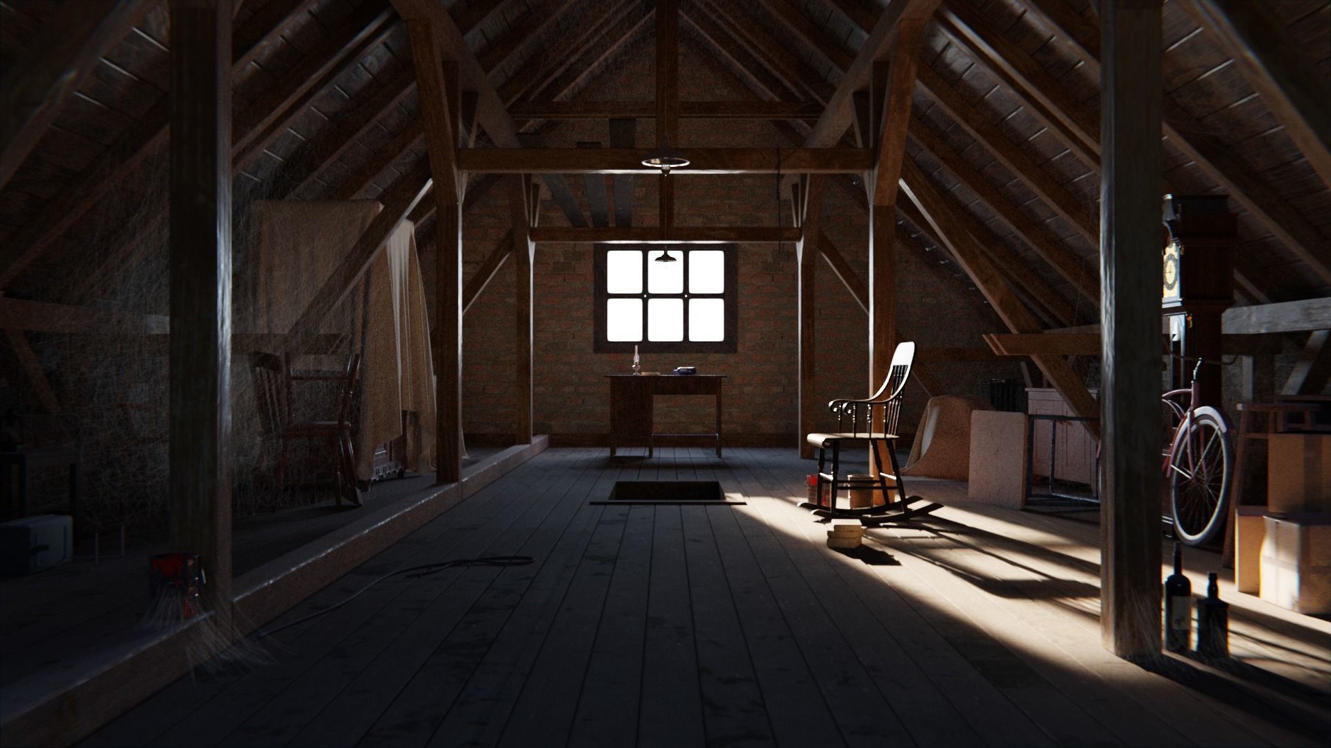 Attic 3d Scene Low-poly 3D model_27