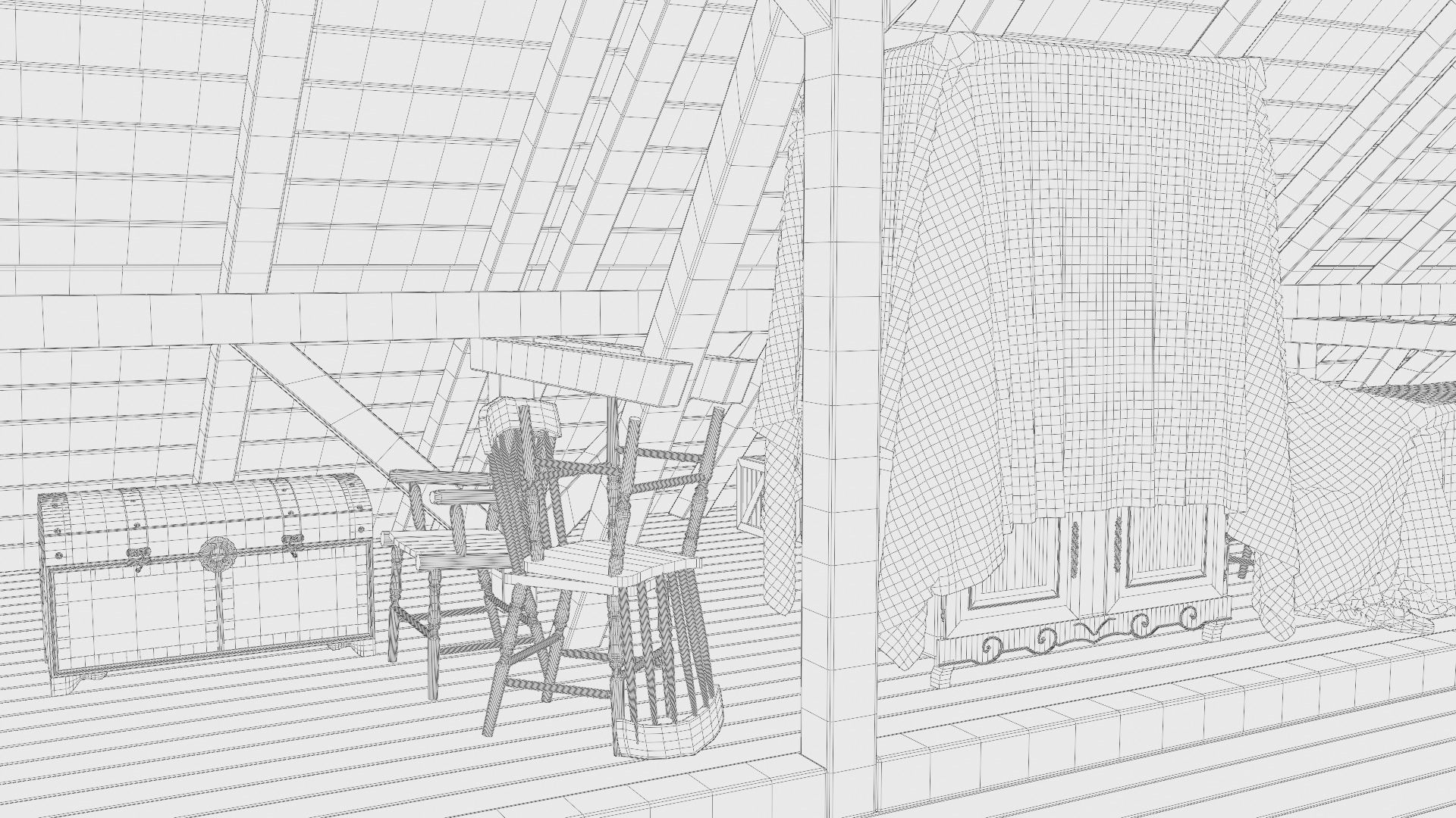 Attic 3d Scene Low-poly 3D model_34