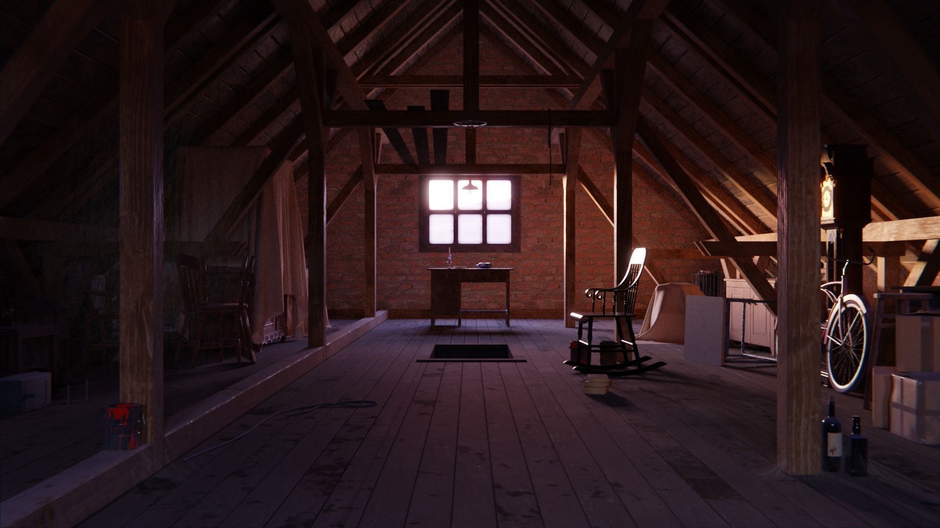 Attic 3d Scene Low-poly 3D model_28