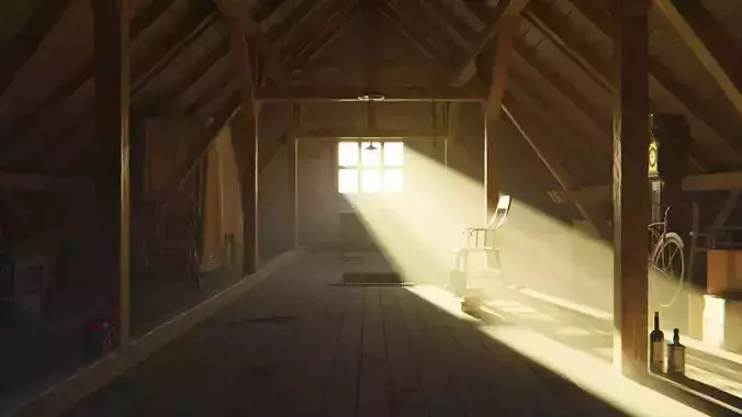 Attic 3d Scene Low-poly 3D model
