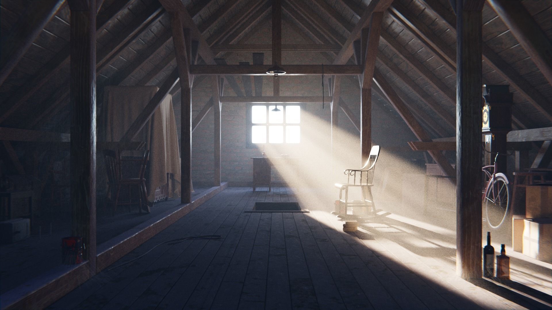 Attic 3d Scene Low-poly 3D model_10
