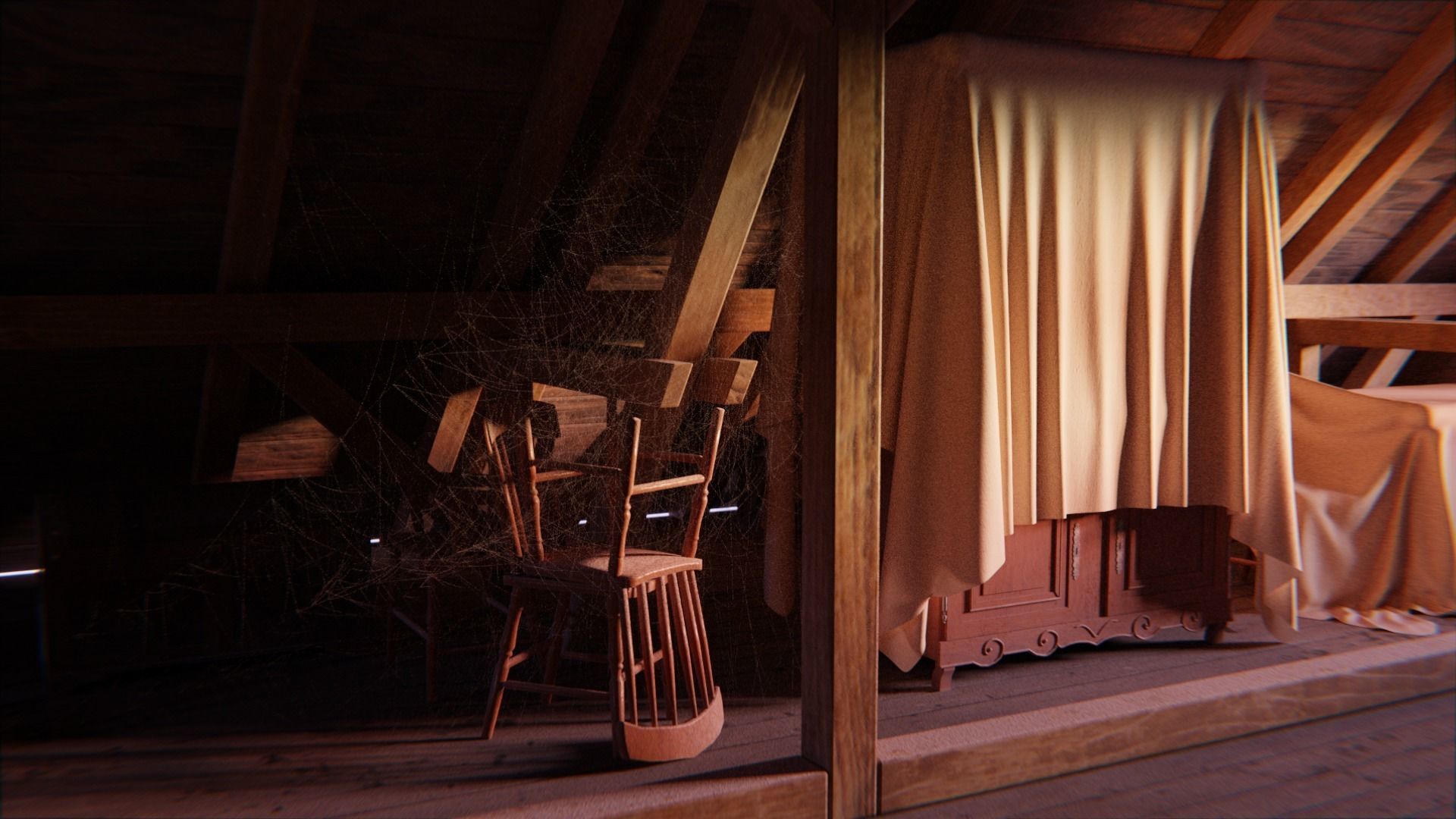Attic 3d Scene Low-poly 3D model_15