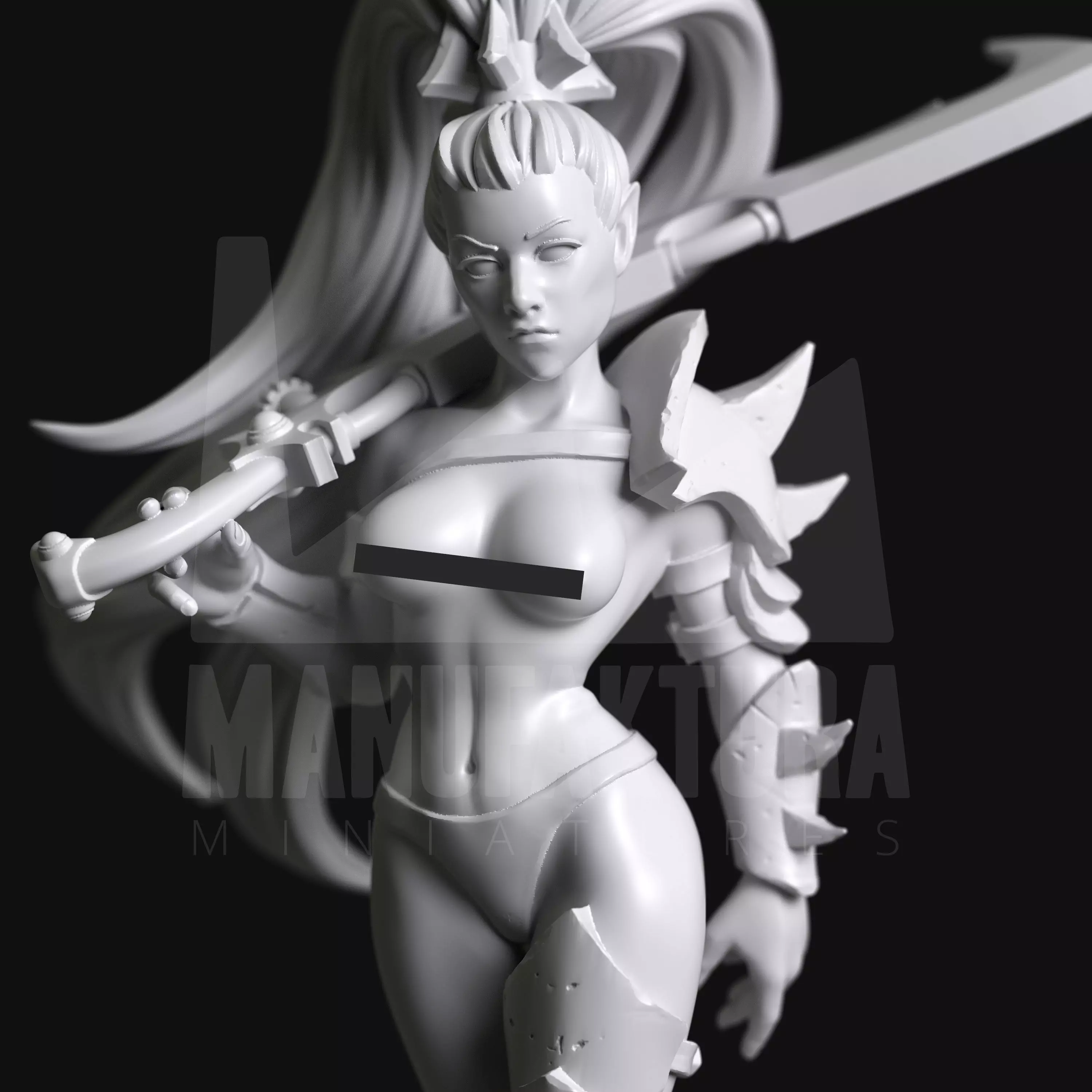 Dom Series 02b - Topless Sexy Shadow Elf Warrior Witch w Sword 3D print model_0