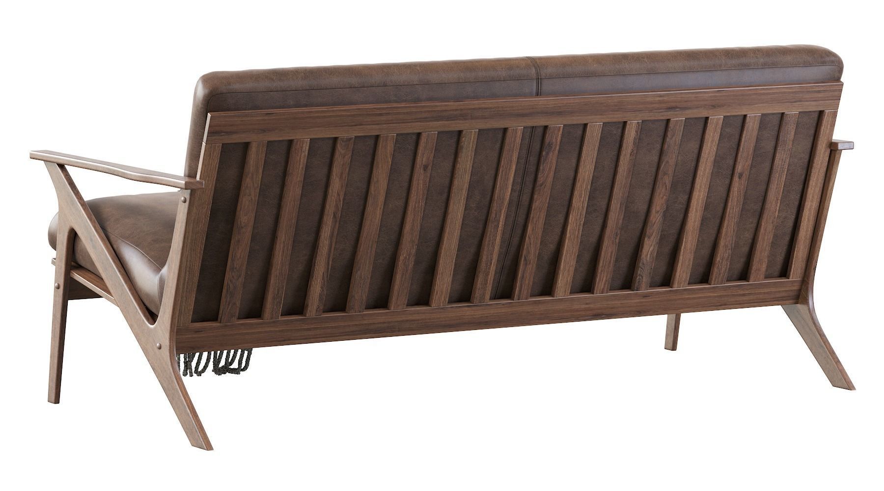 Baxton Studio Bianca Dark Brown Faux Leather 3 Seater Sofa 3D model_7