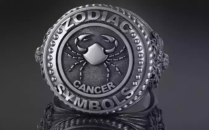 Zodiac Ring Cancer a01 3D print model