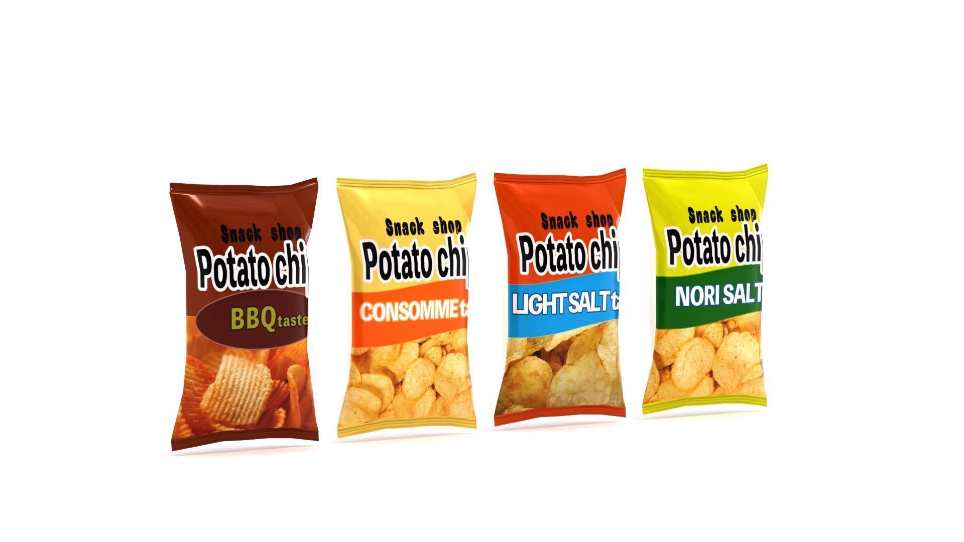Potato chips Low-poly 3D model_7