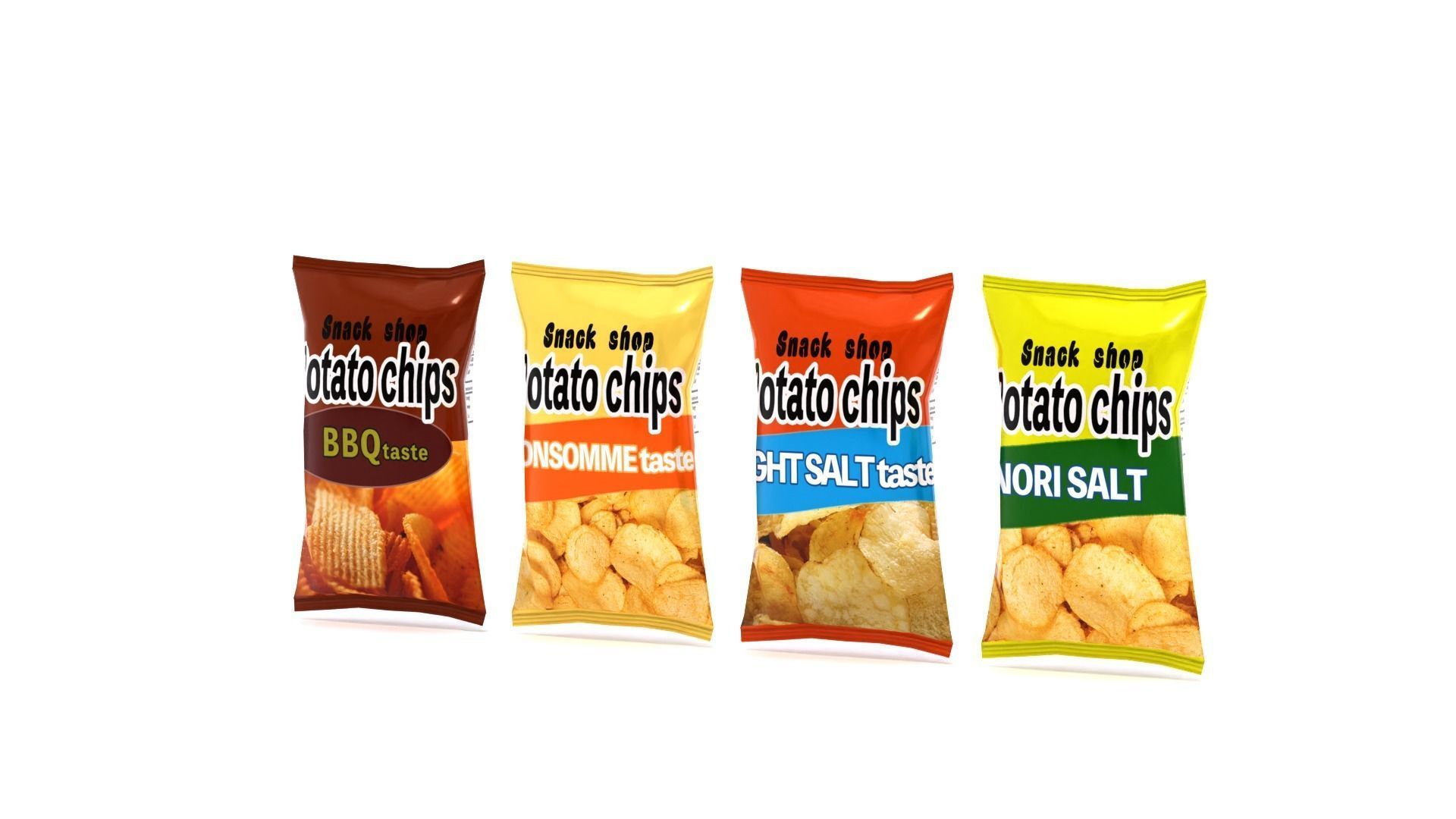 Potato chips Low-poly 3D model_6