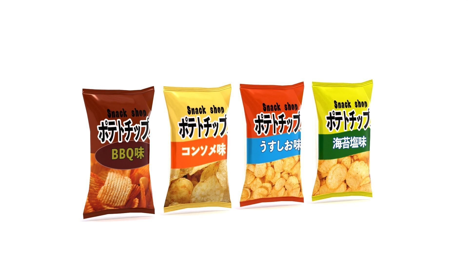 Potato chips Low-poly 3D model_3