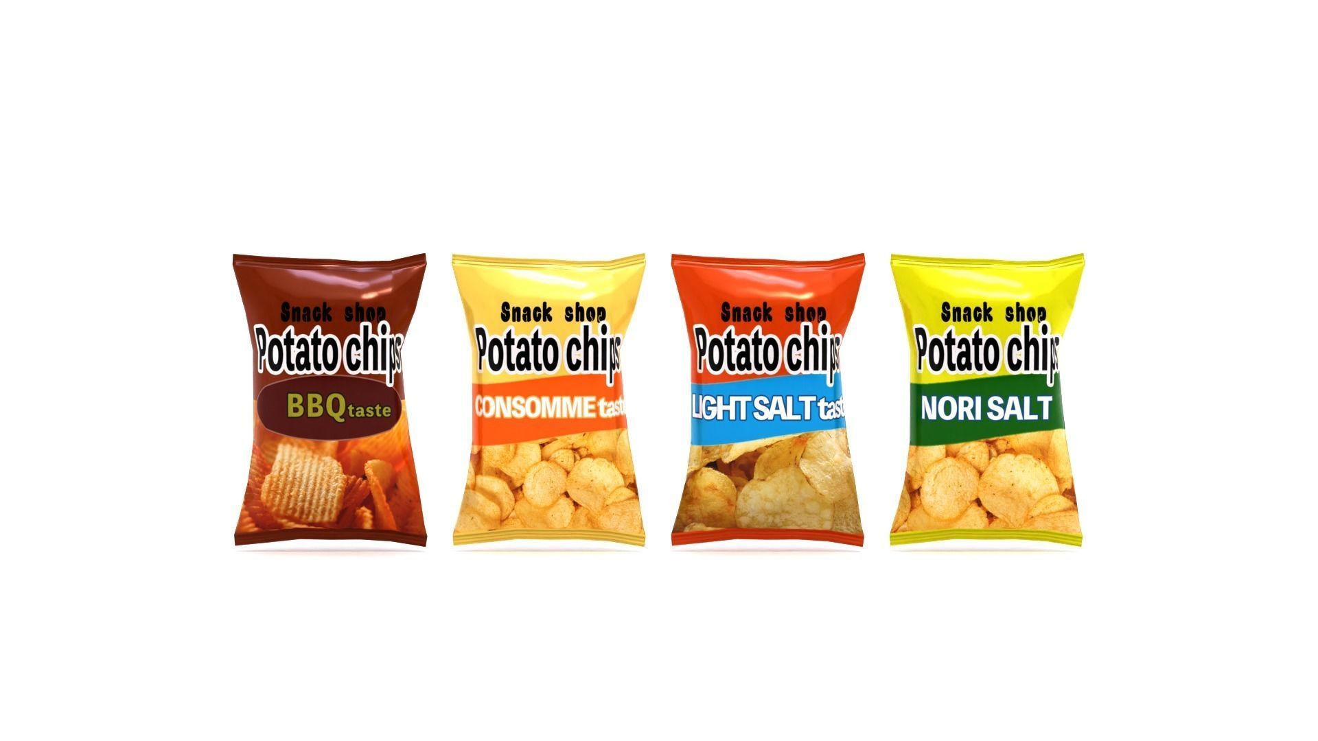 Potato chips Low-poly 3D model_5