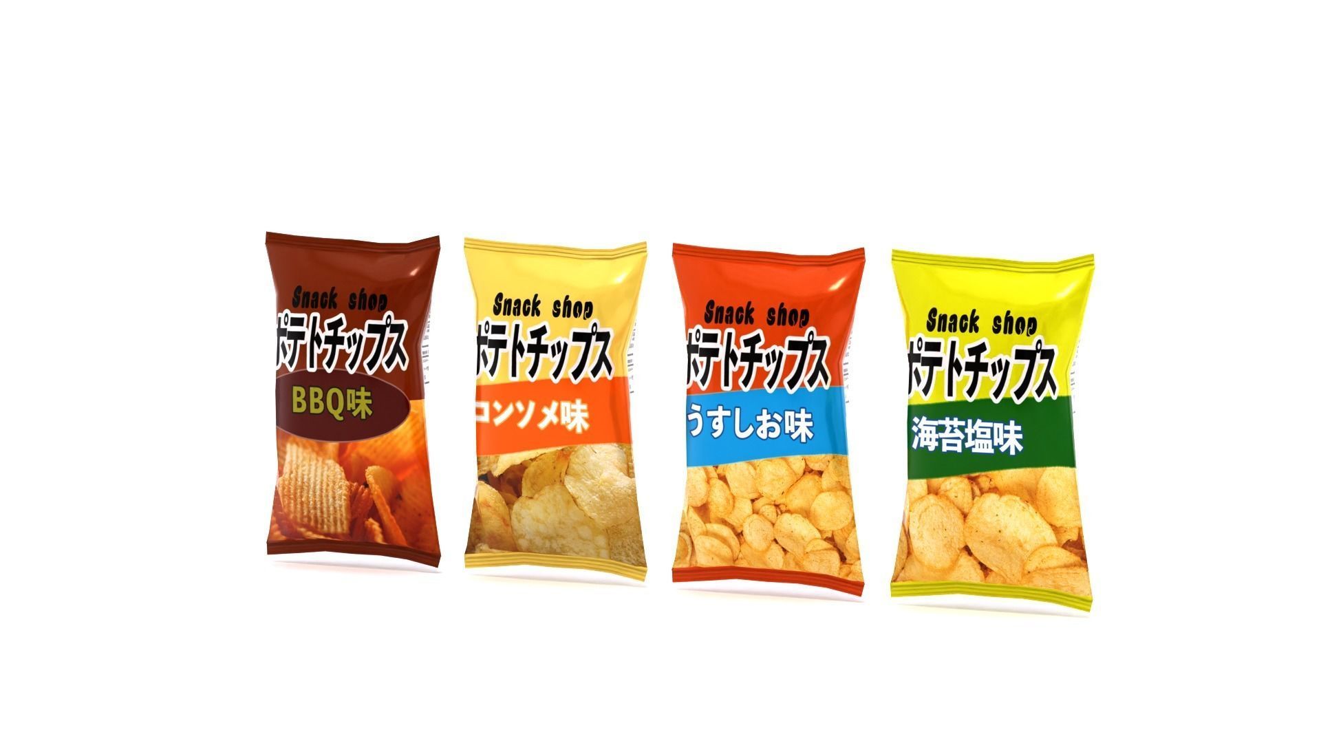 Potato chips Low-poly 3D model_2