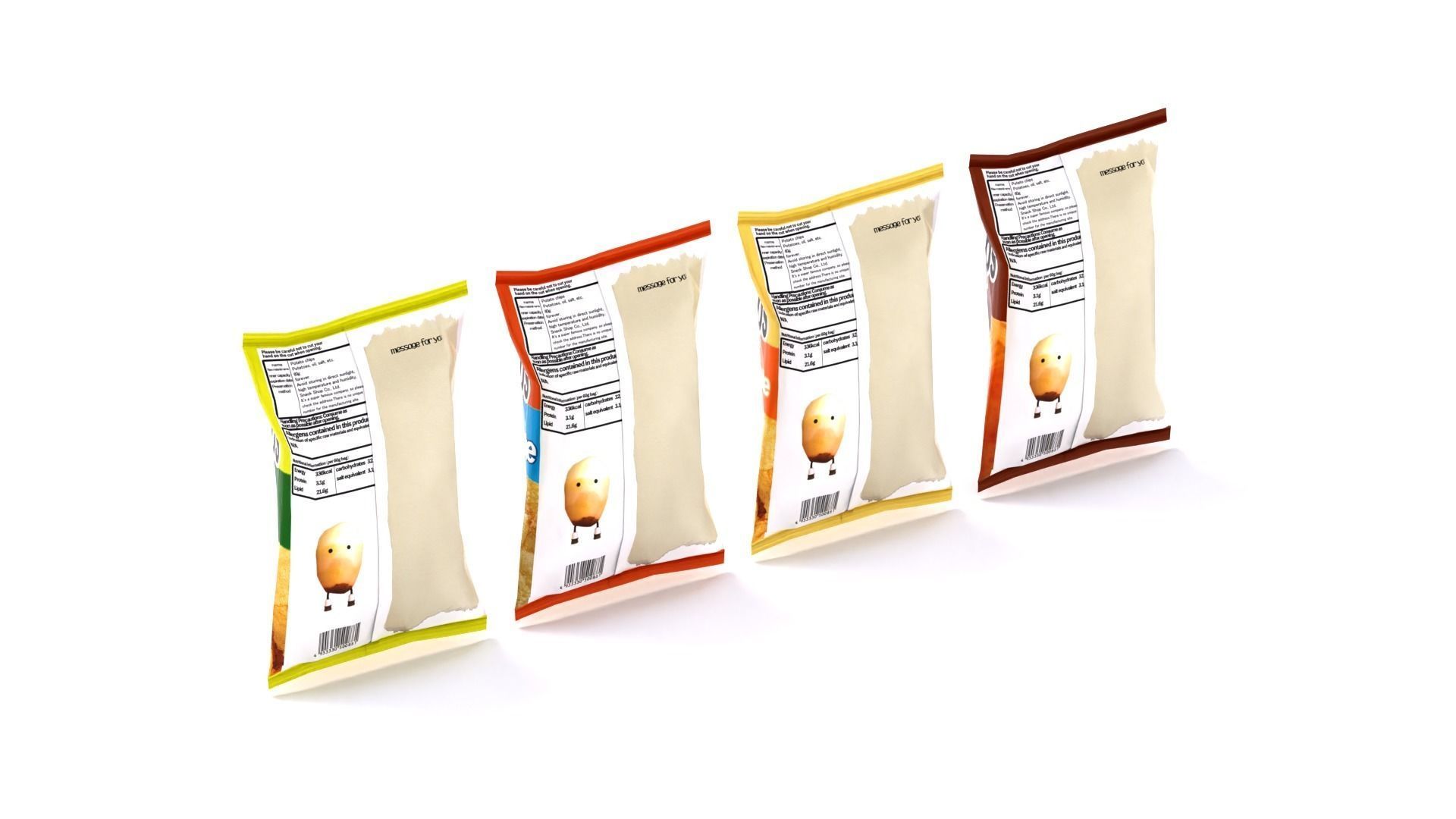 Potato chips Low-poly 3D model_8