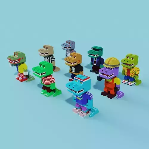 Group of Crocodile Character in Style 3D Model