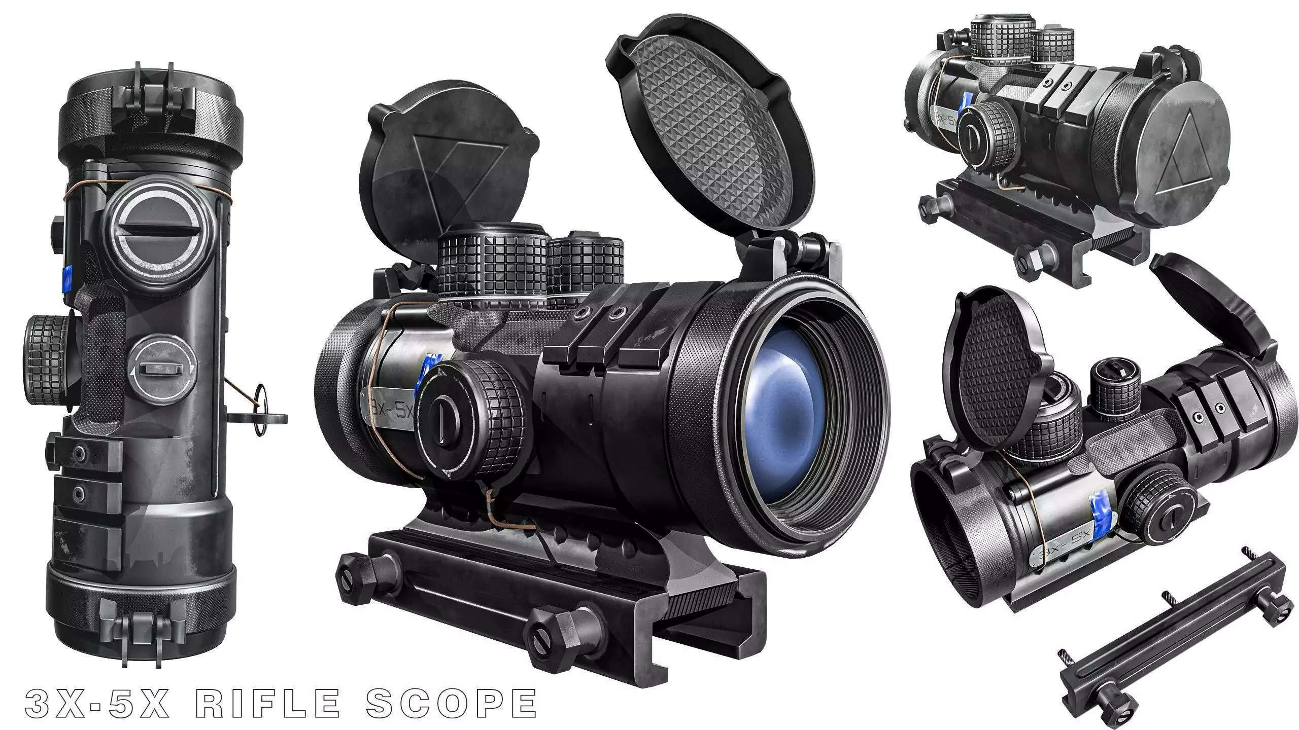 3D model 3X 5X Rifle Scope VR / AR / low-poly | CGTrader