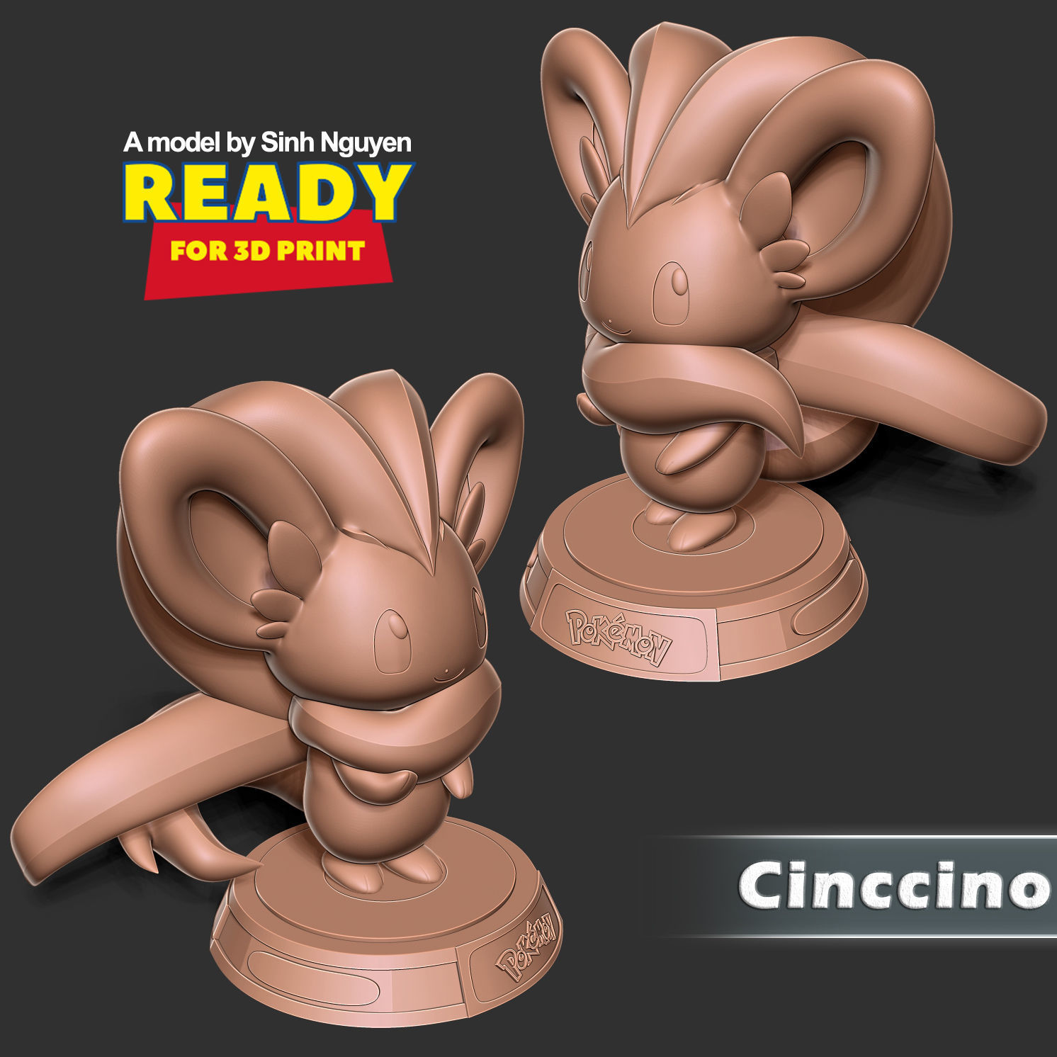 Cinccino - Pokemon Fanart 3D print model_4
