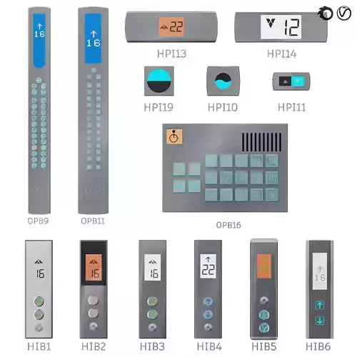 Floor indicators and elevator control panels - Collection 1 3D model
