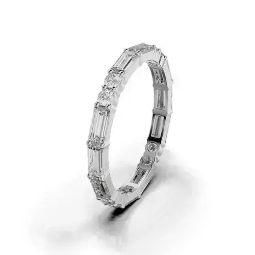 Women ring with round and baguette stones 04