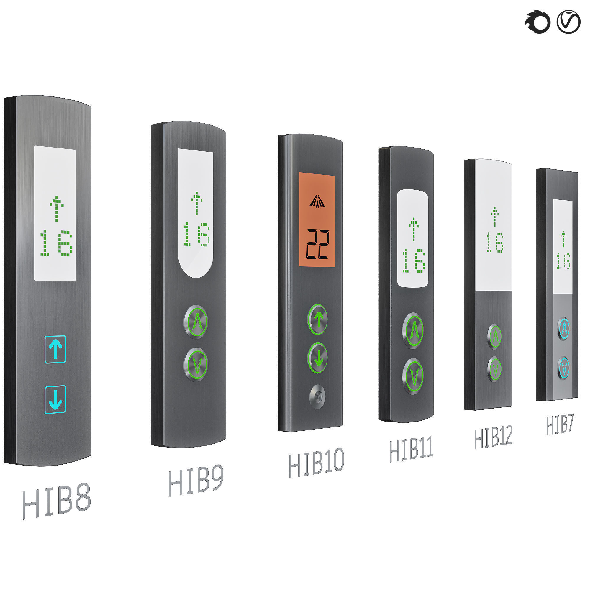 Floor indicators and elevator control panels - Collection 2 3D model_1