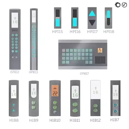 Floor indicators and elevator control panels - Collection 2 3D model