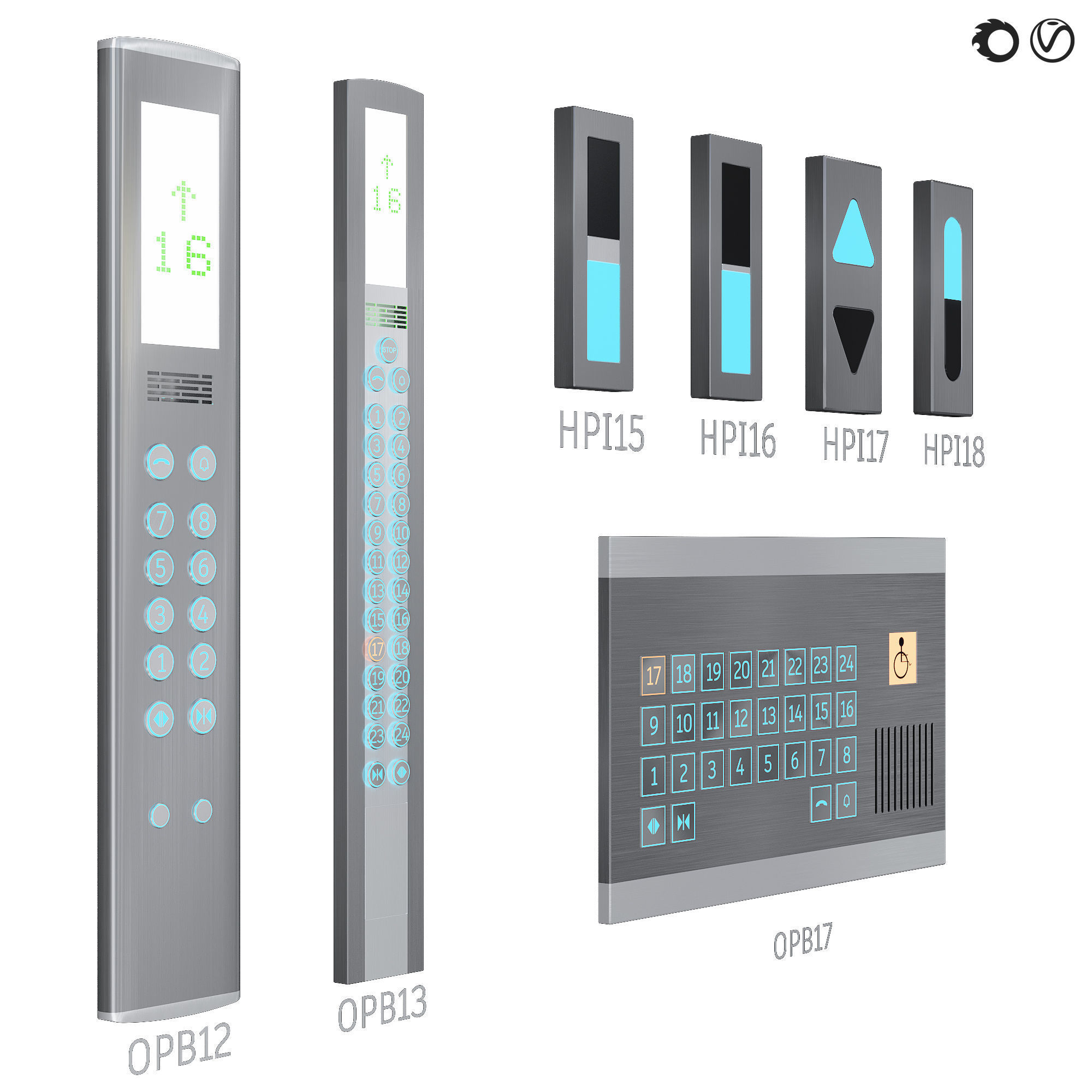 Floor indicators and elevator control panels - Collection 2 3D model_2