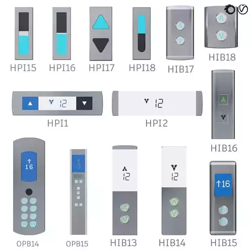 Floor indicators and elevator control panels - Collection 3 3D model