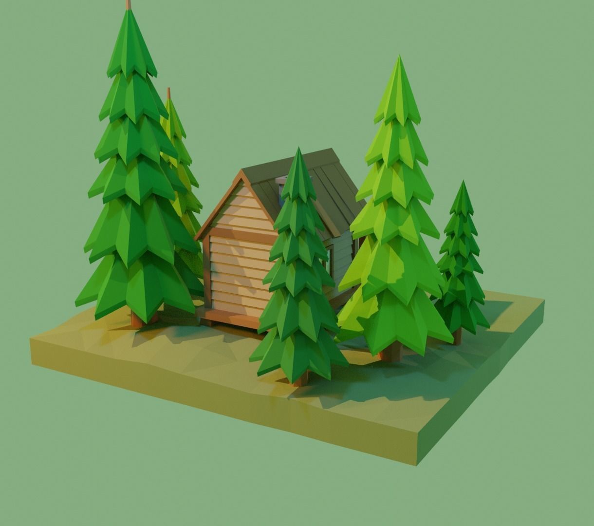 Low-poly Wooden House  Low-poly 3D model_5