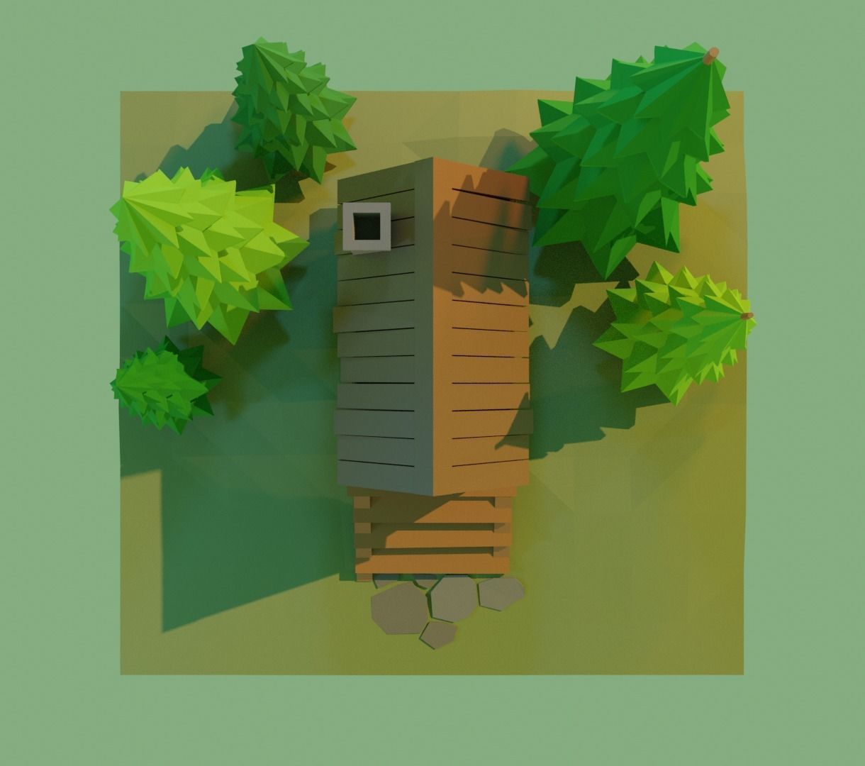 Low-poly Wooden House  Low-poly 3D model_6