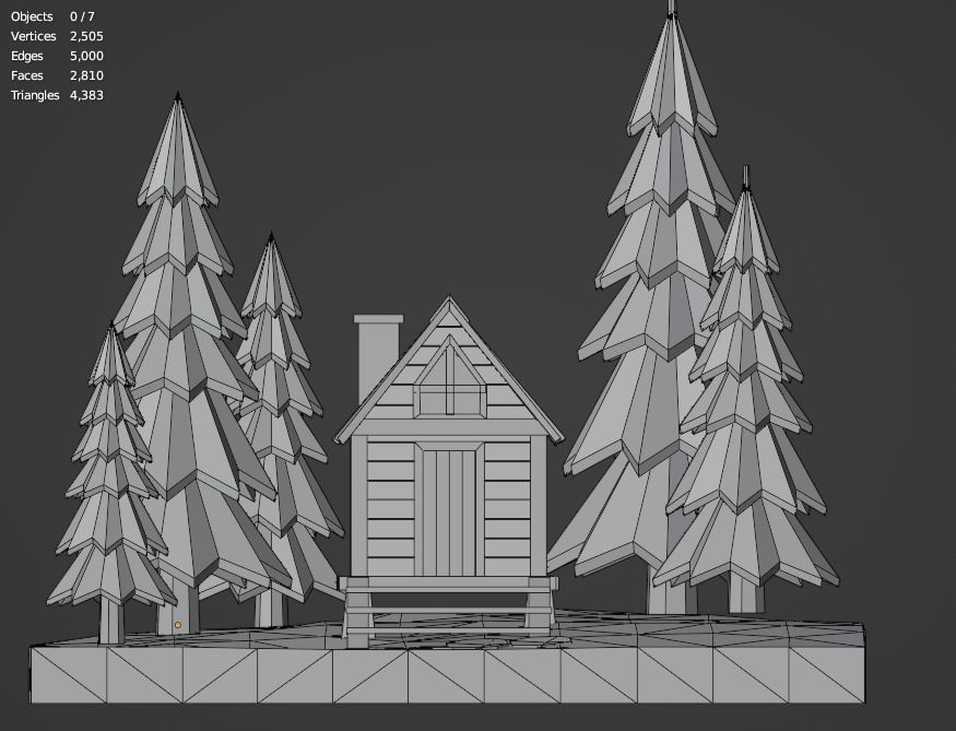 Low-poly Wooden House  Low-poly 3D model_12