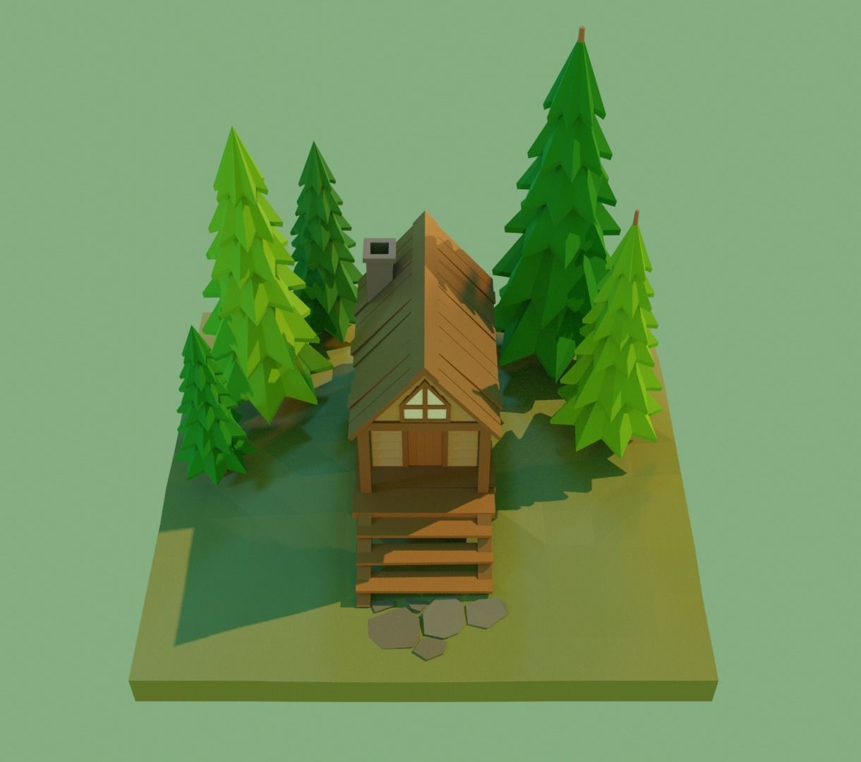 Low-poly Wooden House  Low-poly 3D model_9