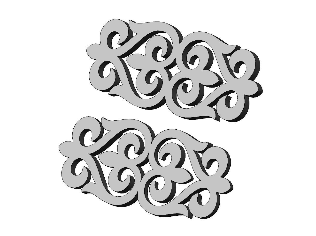 Carved floral pattern strip onlay and molding relief 3D print model_5