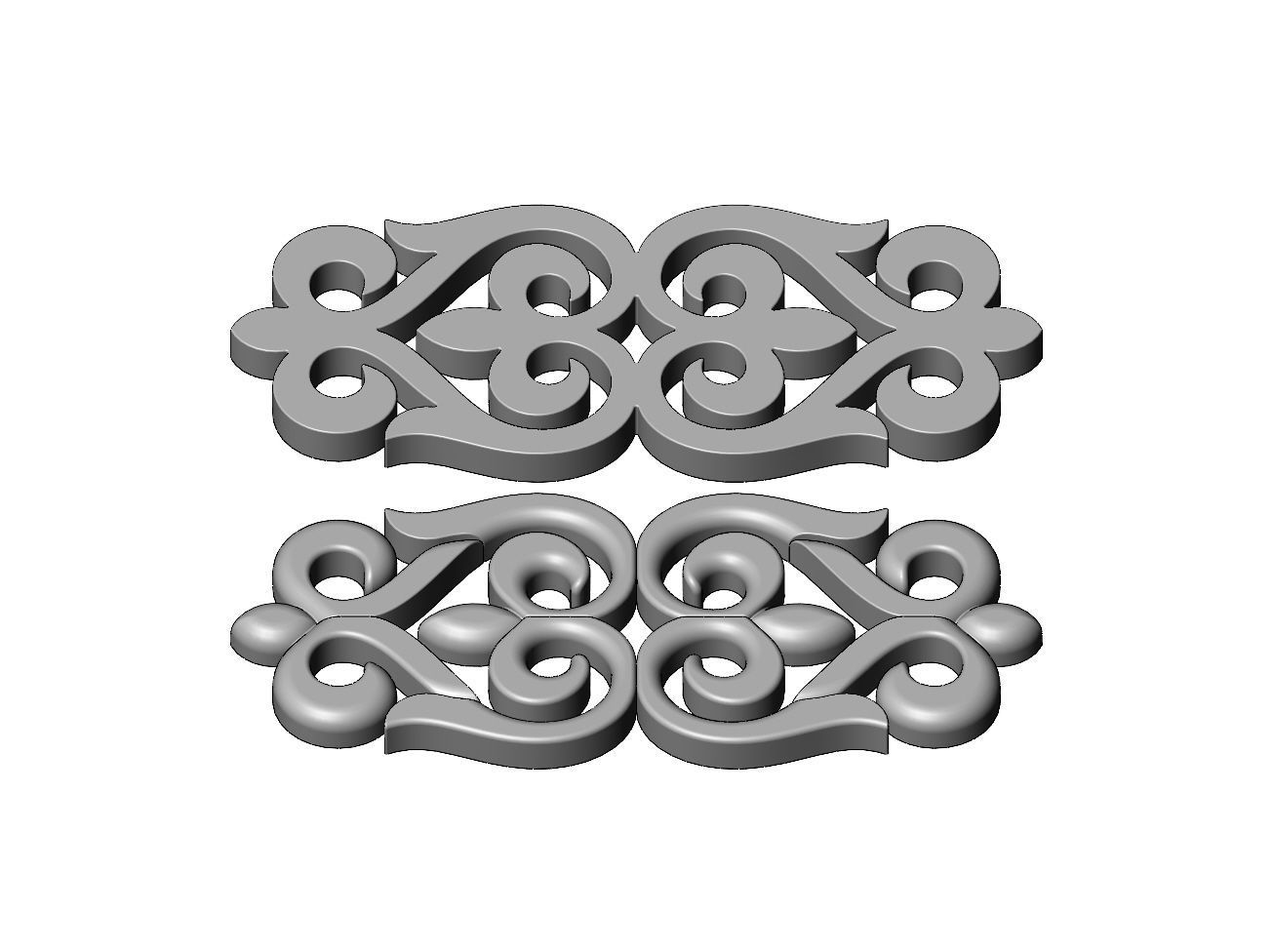 Carved floral pattern strip onlay and molding relief 3D print model_4