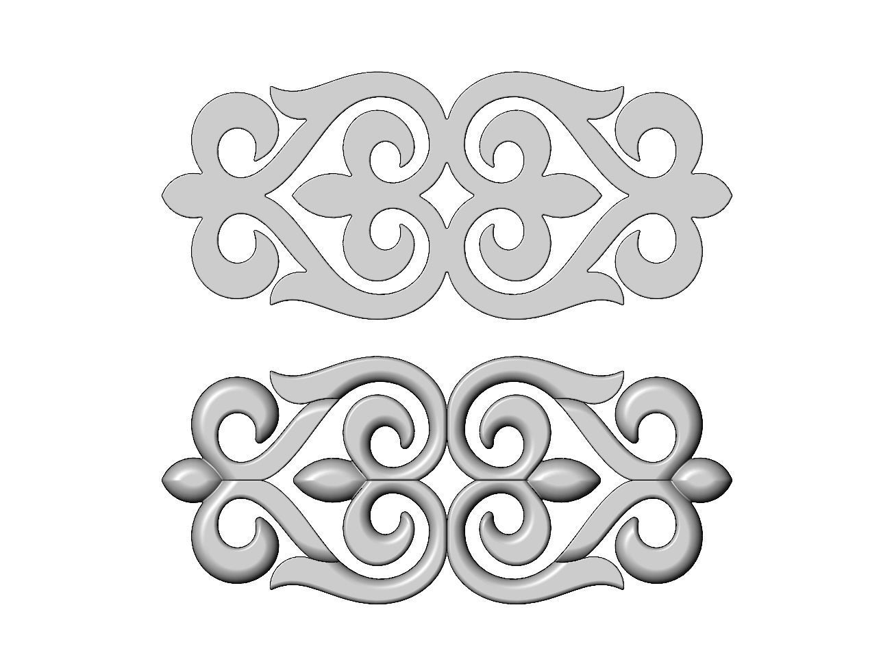 Carved floral pattern strip onlay and molding relief 3D print model_1