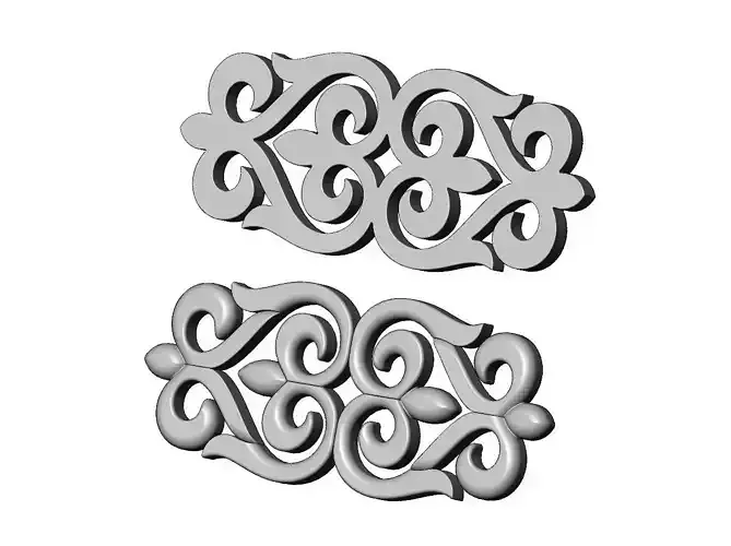 Carved floral pattern strip onlay and molding relief 3D print model
