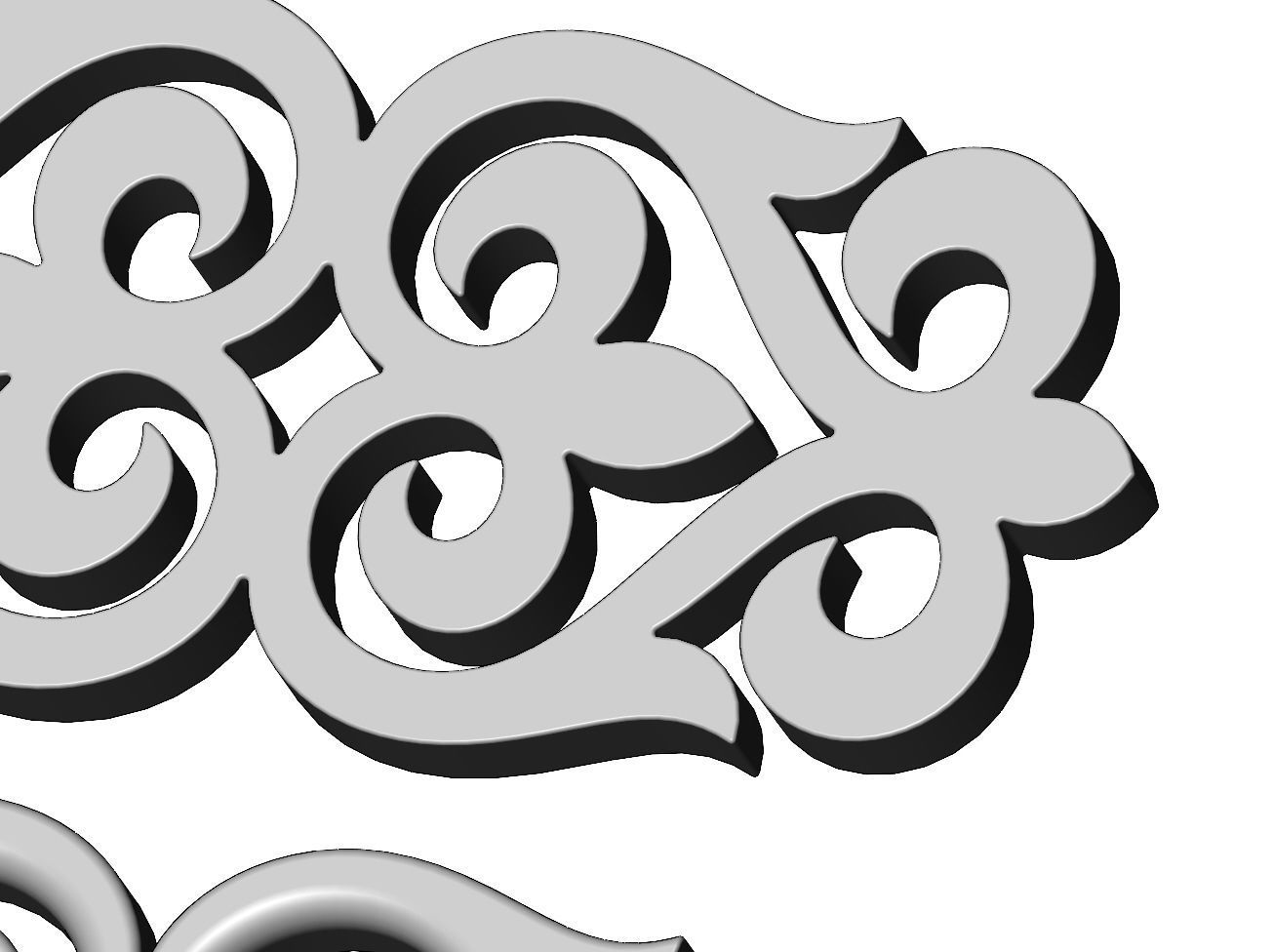 Carved floral pattern strip onlay and molding relief 3D print model_3