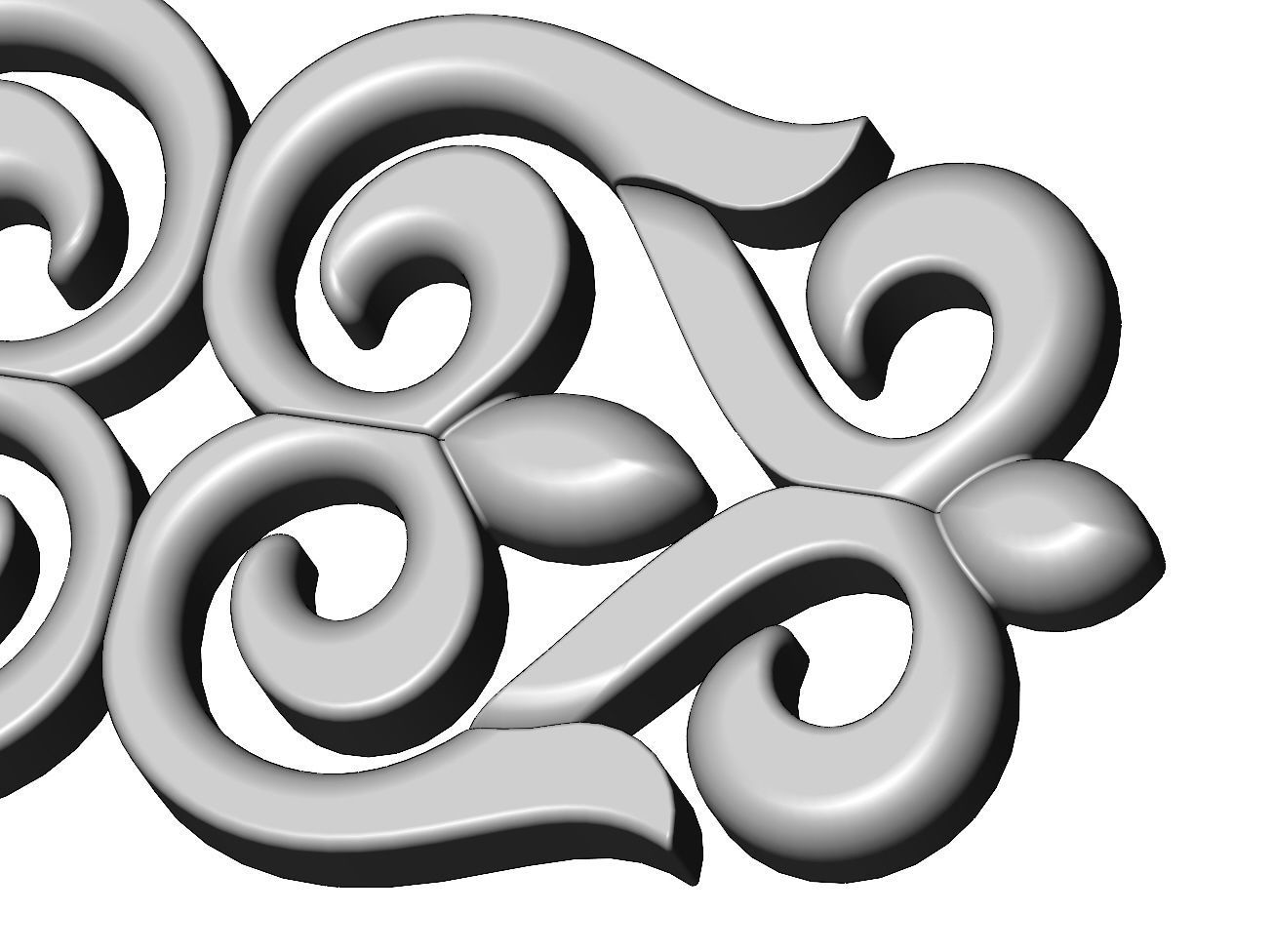 Carved floral pattern strip onlay and molding relief 3D print model_2