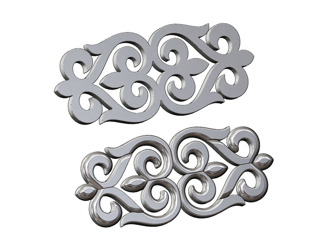 Carved floral pattern strip onlay and molding relief 3D print model_12