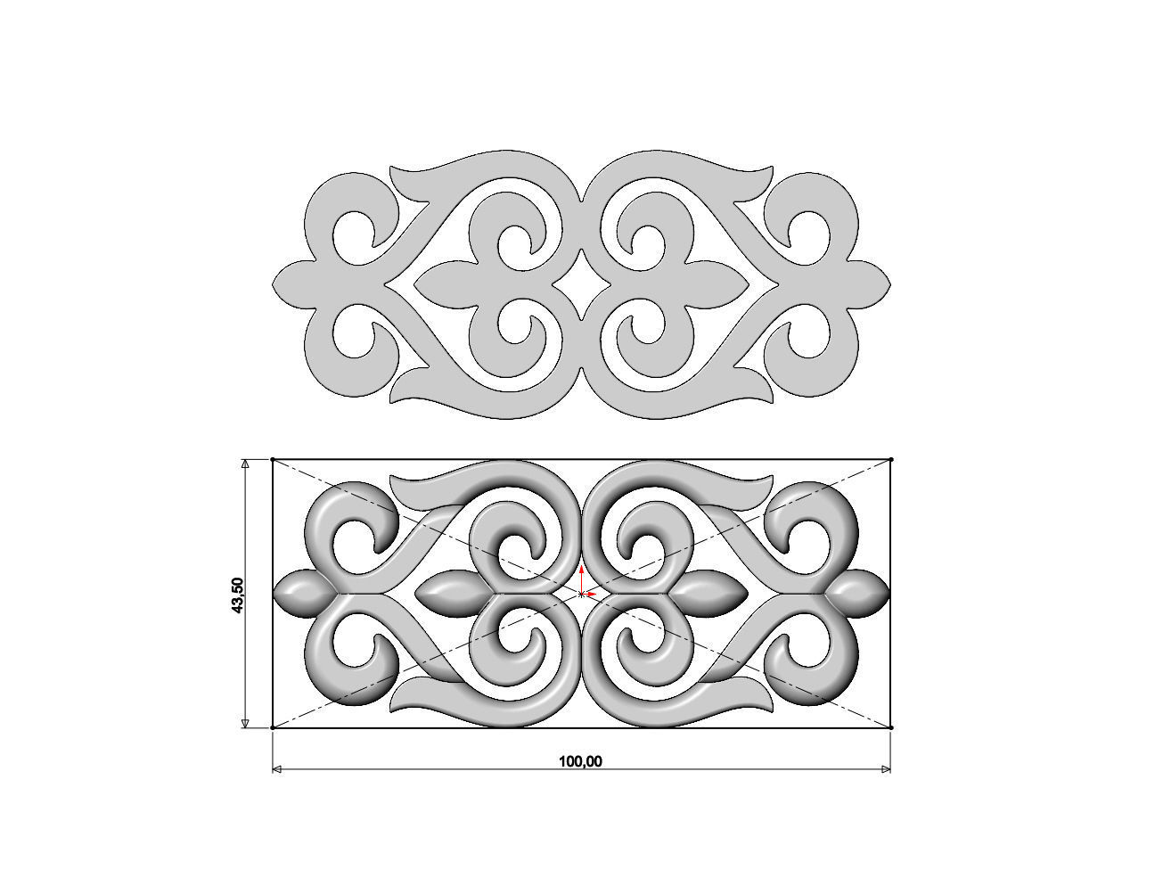 Carved floral pattern strip onlay and molding relief 3D print model_6