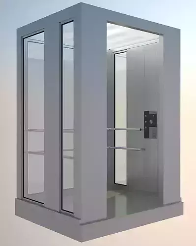 Lift1 elevator with glass door Free 3D model